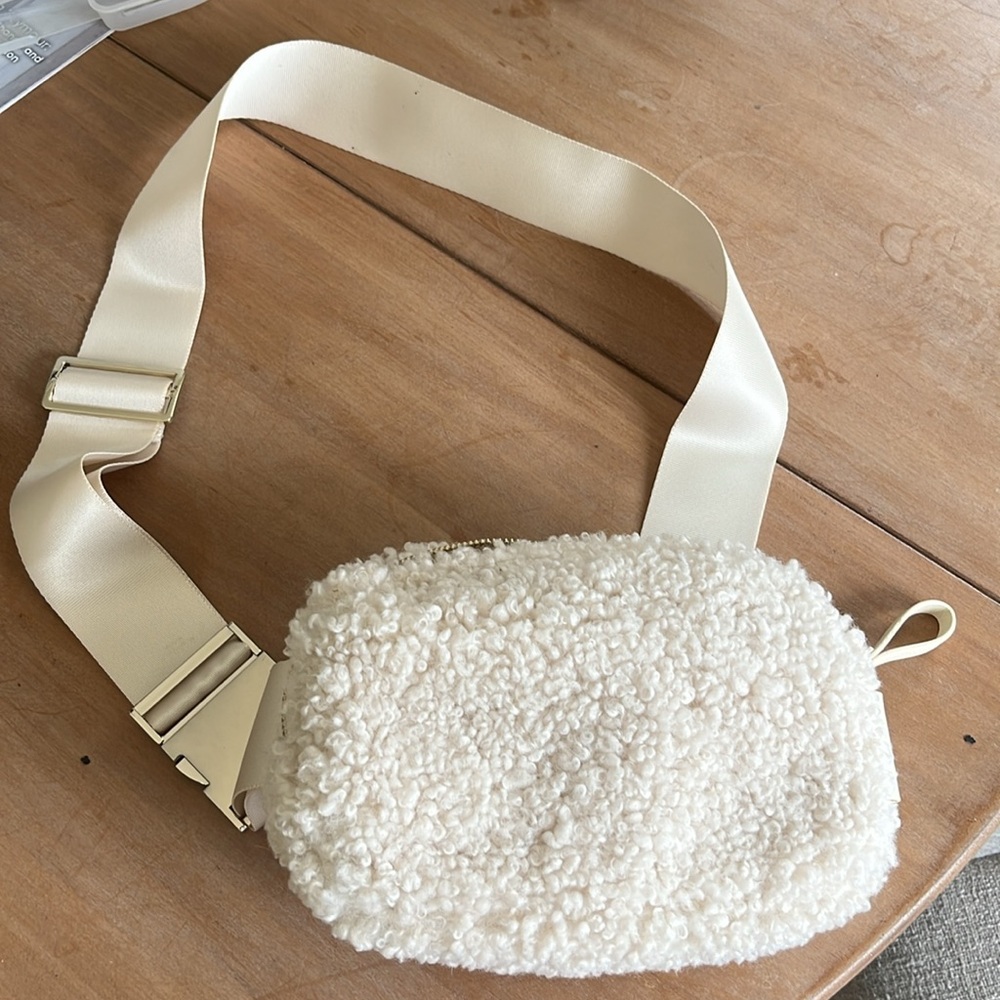 White Sherpa Belt Bag cross body